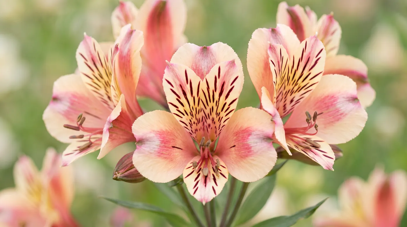Alstroemeria blooms showing streaked inner petals