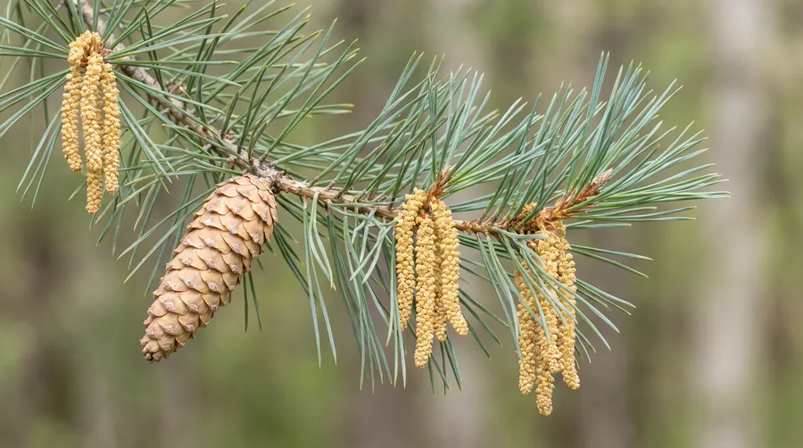 white pine cone and tassel, the state flower of Maine