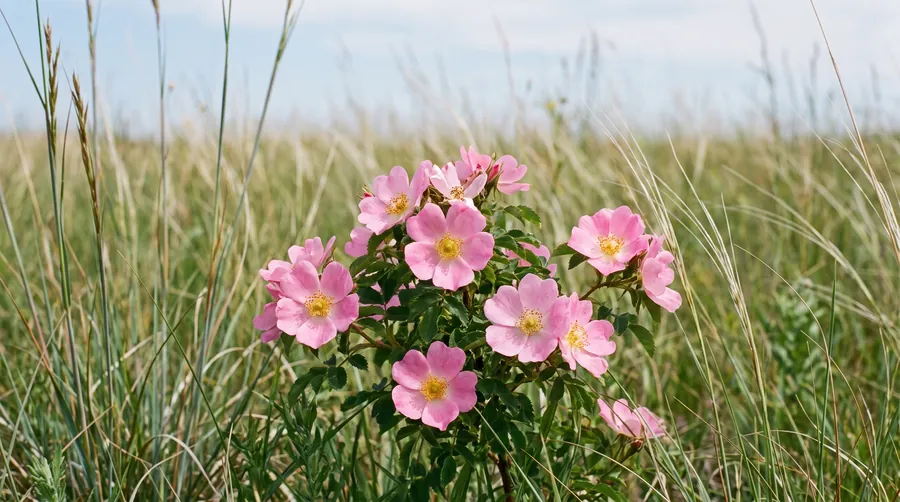 wild prairie rose, the state flower of Iowa